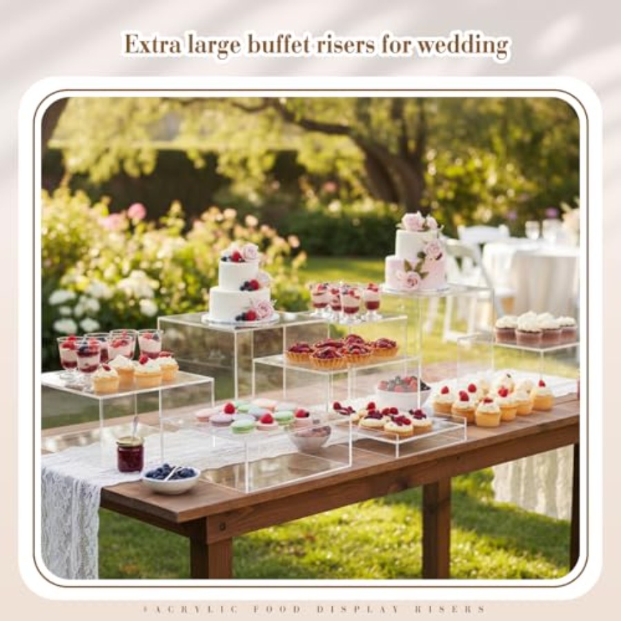 7 Pcs Extra Large Buffet Riser - đánh giá và giá Display Risers Set