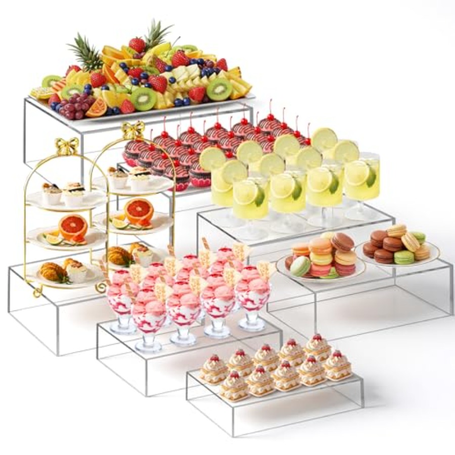 7 Pcs Extra Large Buffet Riser - đánh giá và giá Display Risers Set