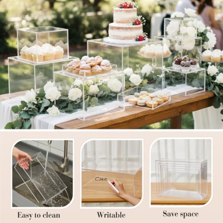 7 Pcs Extra Large Buffet Riser - đánh giá và giá Display Risers Set